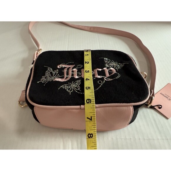 JUICY COUTURE Wingin It Camera Bag Bling Butterfly Crossbody Pink Black New Tag - Picture 10 of 16